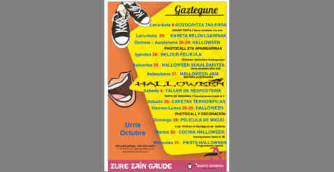 Cartelera para el mes de octubre